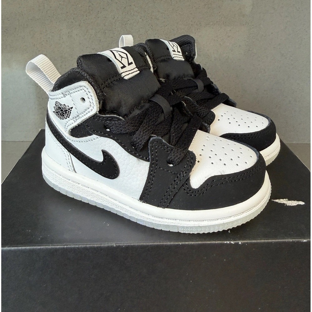 Nike Air Jordan 1 Mid SE TD Toddler 5C Diamond Black White Sneakers